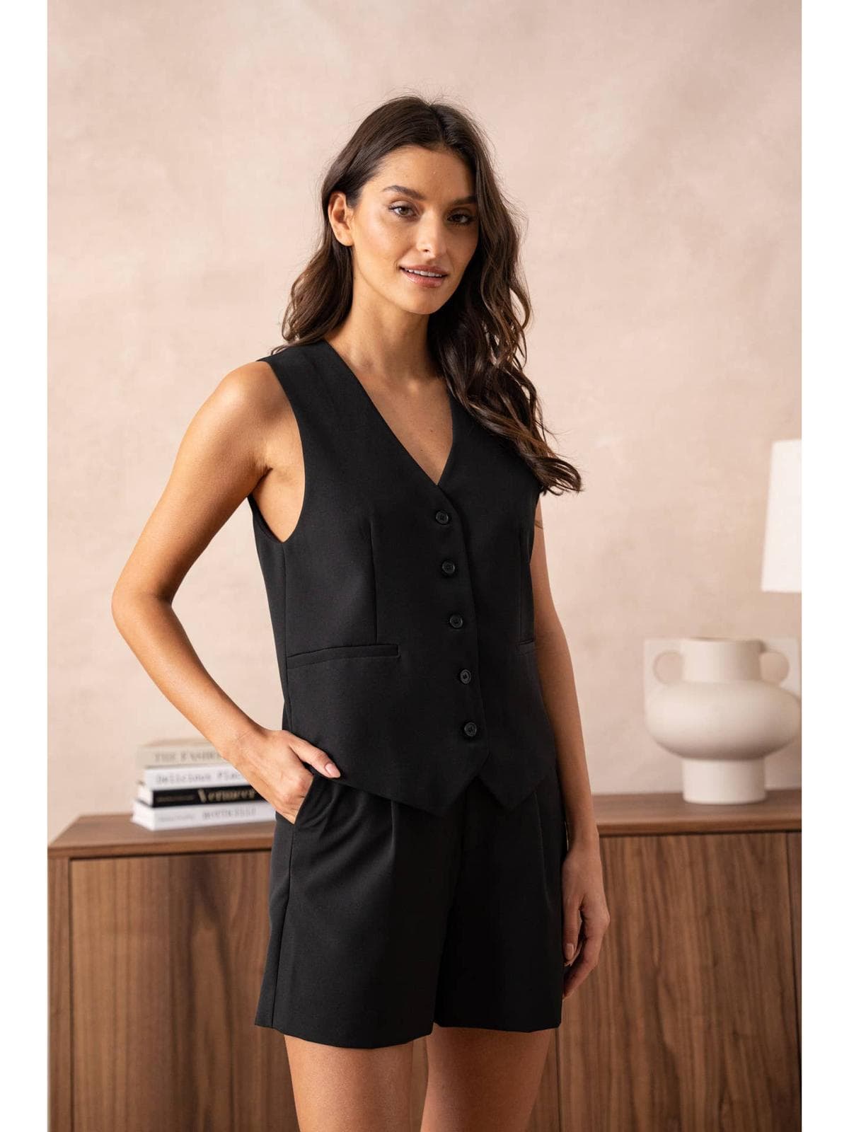 Gilet de tailleur sans manches uni