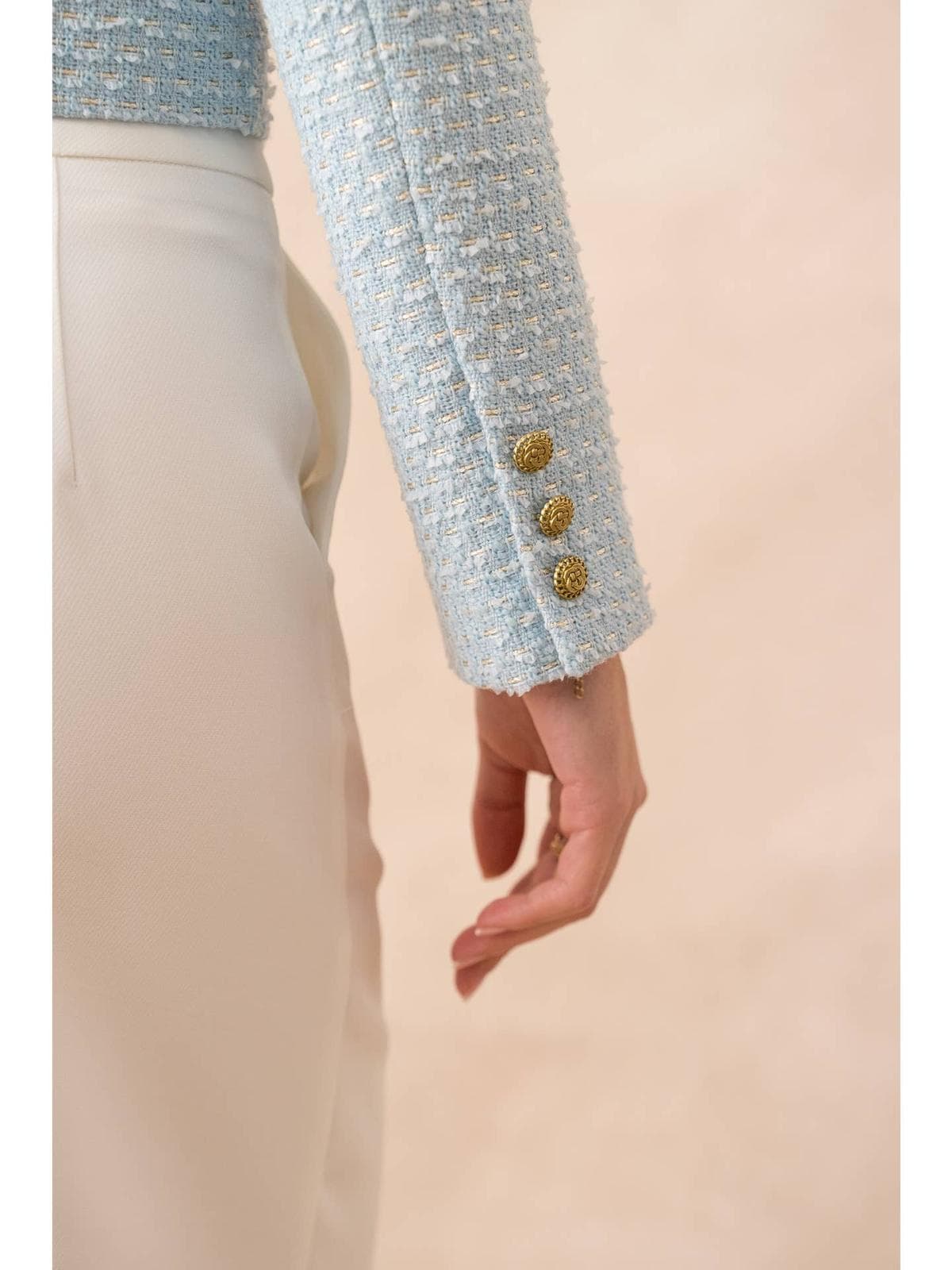 Veste courte en tweed coupe droite