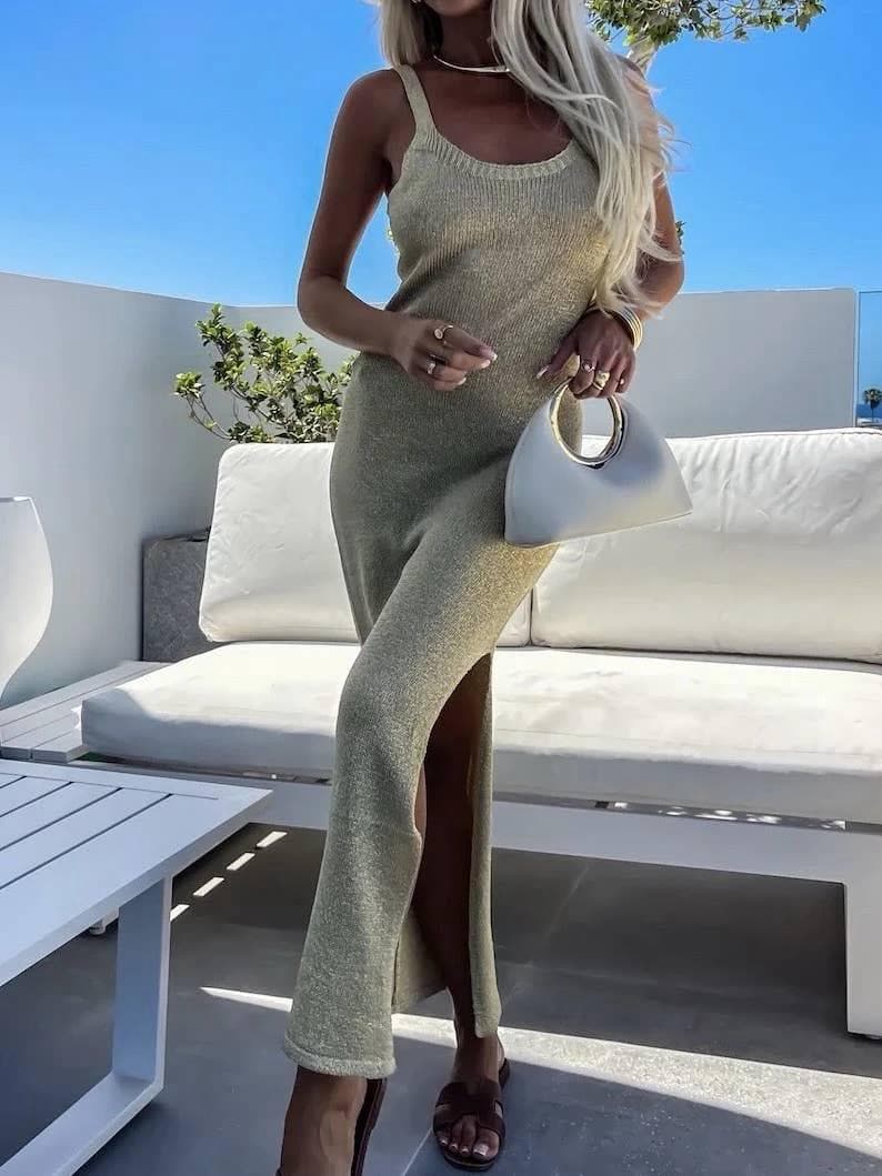 Robe longue lurex en viscose