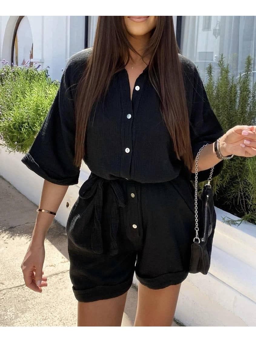 Combinaison short en gaze de coton