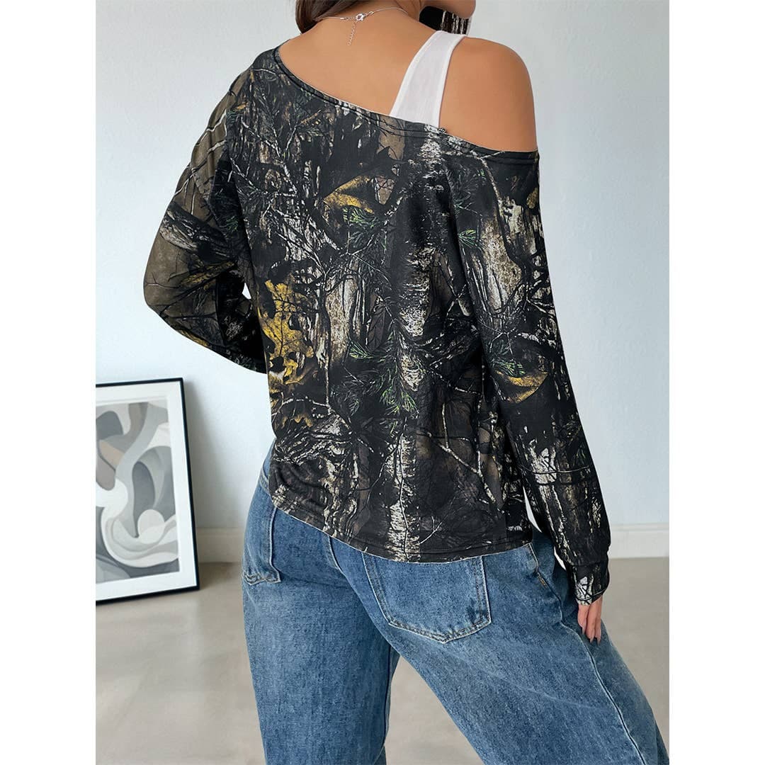 Haut à une épaule superposé en patchwork