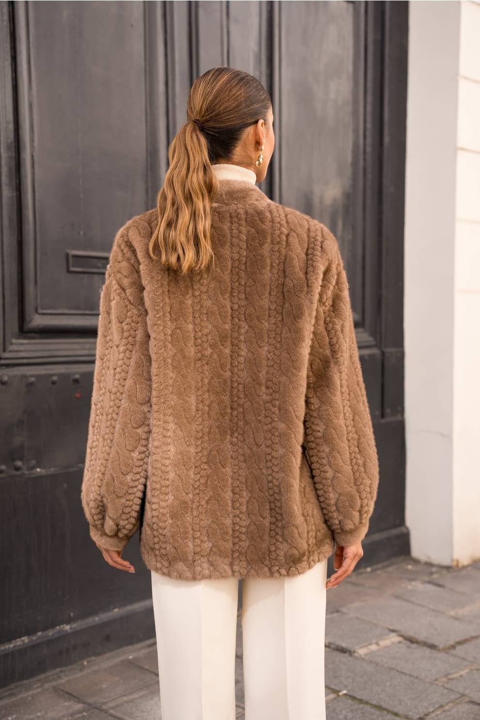 Veste gilet torsadé en fourrure synthétique