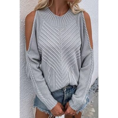 Pull à col rond en tricot à épaules dénudées