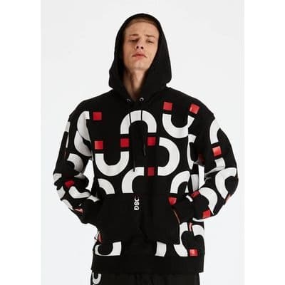 SWEAT À CAPUCHE CHAÎNE NOIR/BLANC/ROUGE