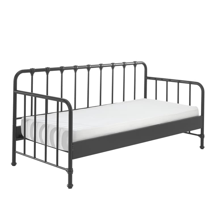 Lit banquette 90x200 sommier inclus Vipack Bronxx Noir mat