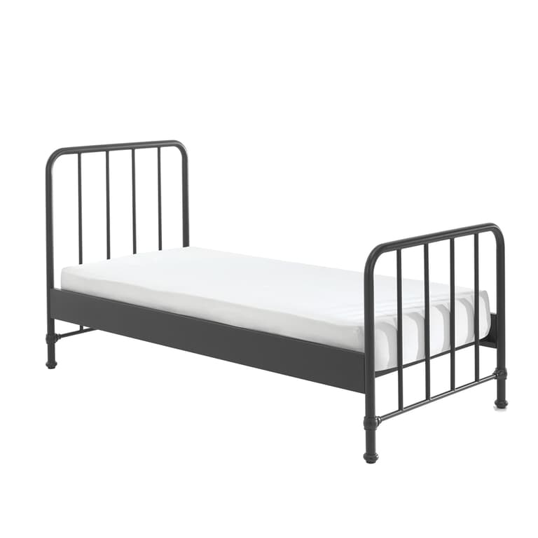 Lit 90x200 sommier inclus Vipack Bronxx Noir mat