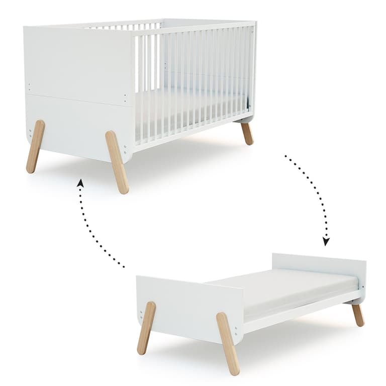 Lit Ă©volutif 70x140 AT4 Pirate Blanc et hĂȘtre