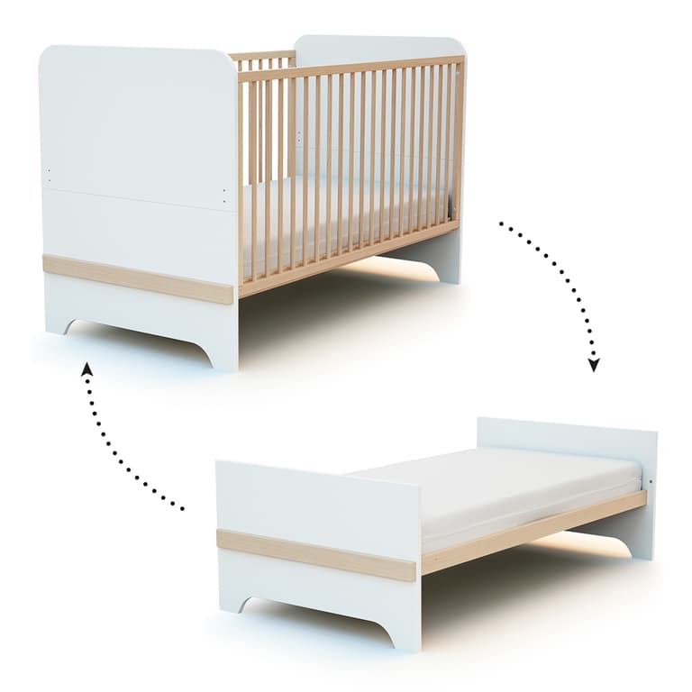 Lit Ă©volutif 70x140 AT4 Carrousel Blanc et hĂȘtre