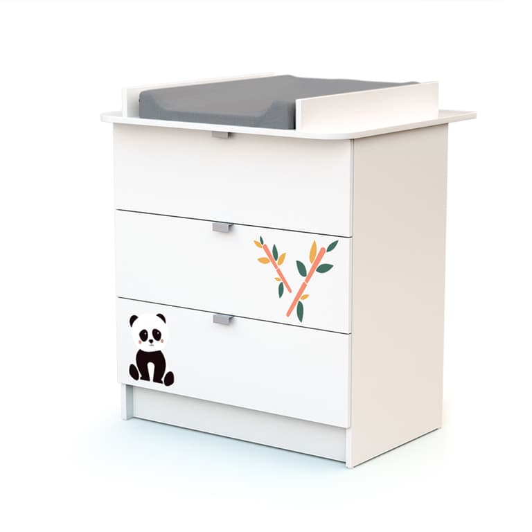 Commode 3 tiroirs avec plan Ă langer AT4 Webaby Panda