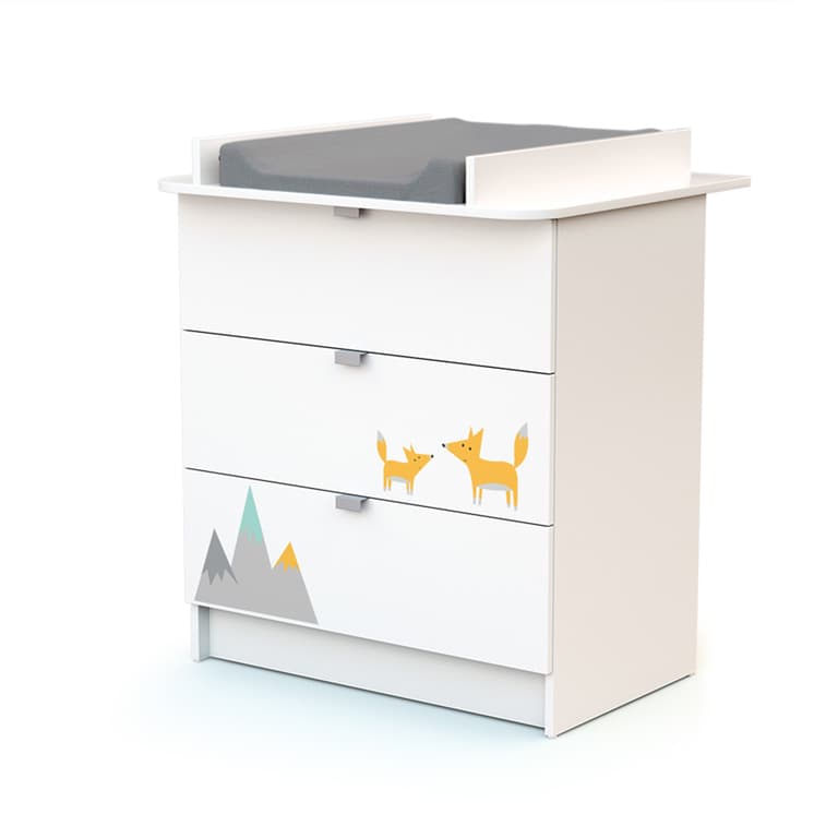 Commode 3 tiroirs avec plan Ă langer AT4 Webaby Renard