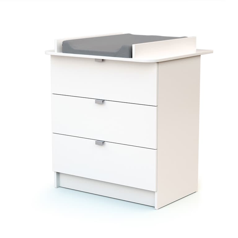 Commode 3 tiroirs avec plan à langer AT4 Webaby Blanc