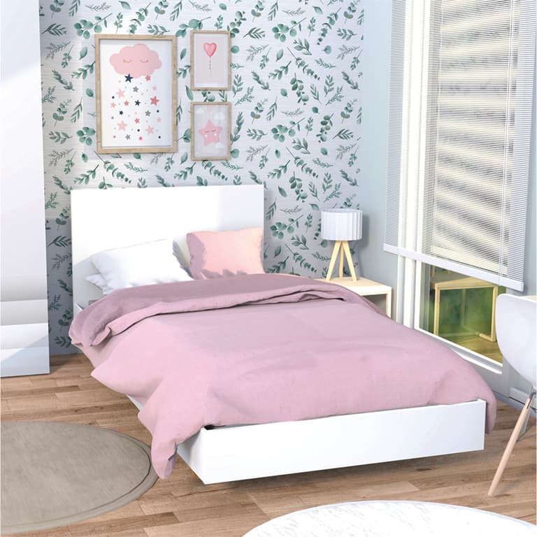 Lit 90x190 sommier inclus Cora Blanc