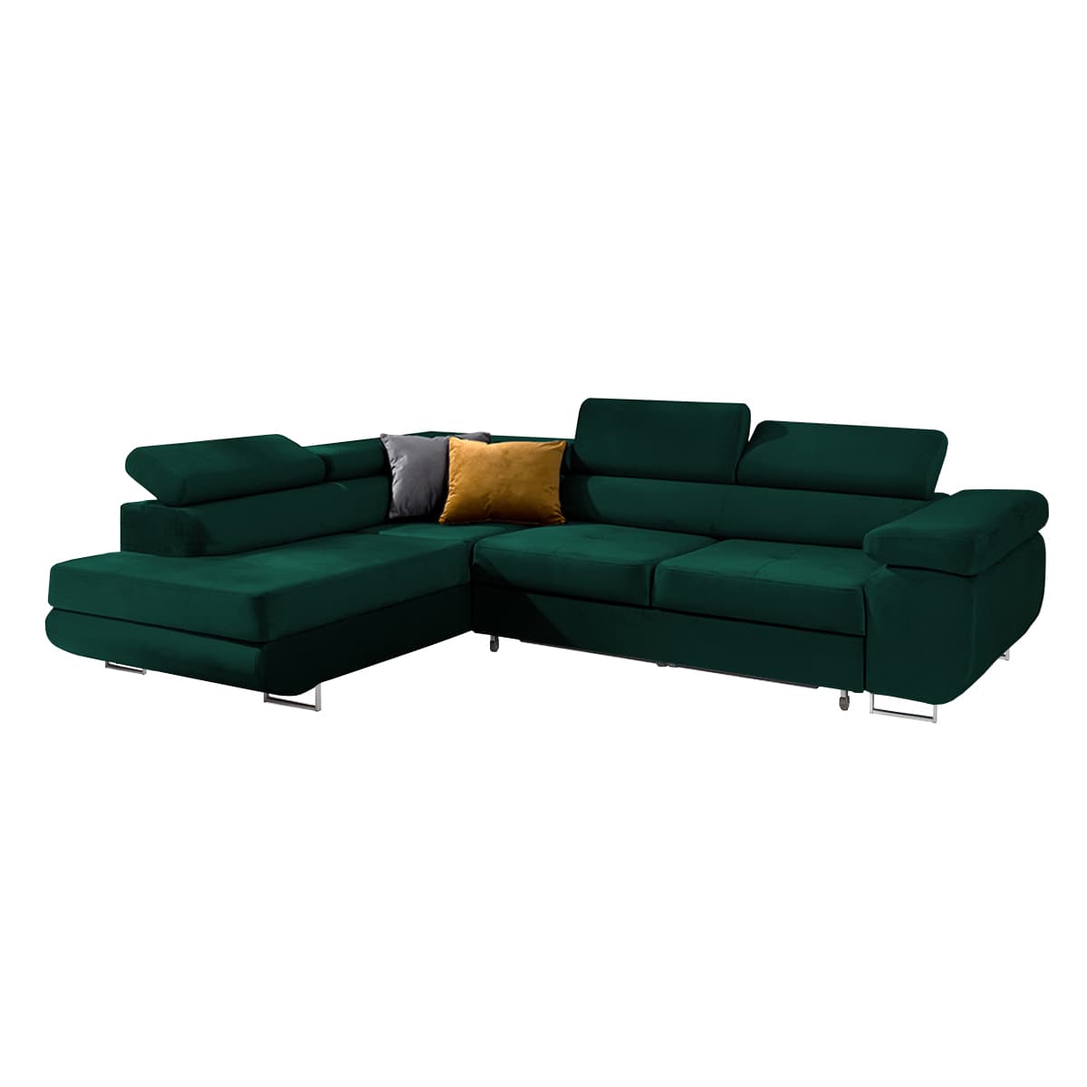 Canapé d'angle convertible gauche 4 places Wilson velours Vert sapin