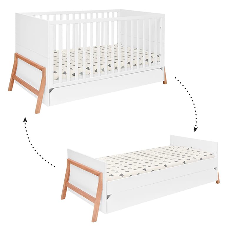 Lit évolutif 70x140 tiroir inclus Bellamy Lotta Blanc