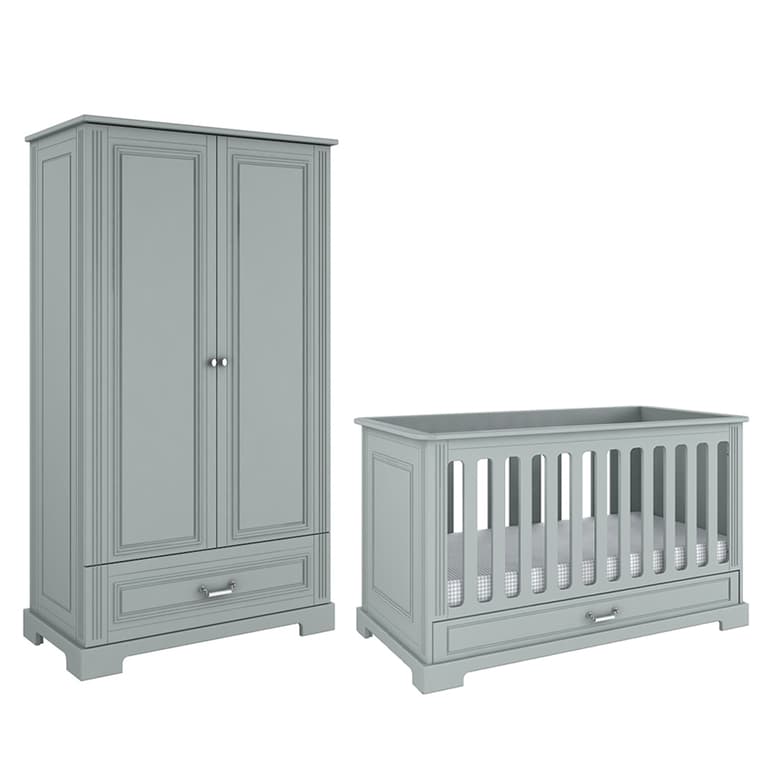 Lit évolutif 70x140 et armoire 2 portes Bellamy Ines Gris