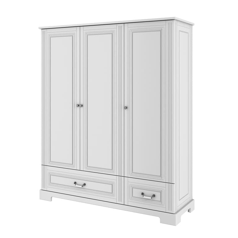 Armoire 3 portes 2 tiroirs Bellamy Ines Blanc