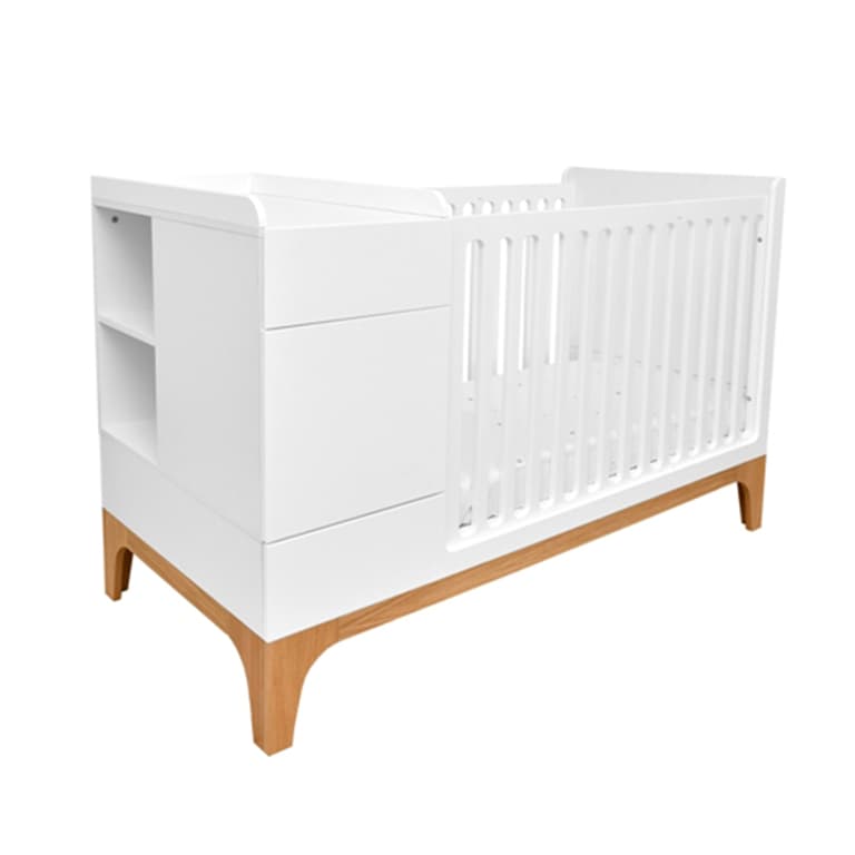 Lit combiné évolutif 70x120 en 70x160 Bellamy UP Blanc et bois