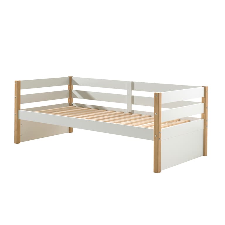Lit banquette 90x200 sommier inclus Vipack Margrit - Blanc et Bois
