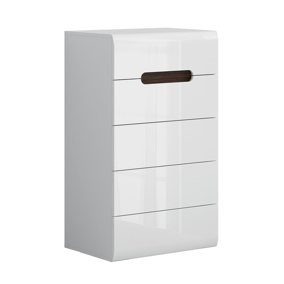 Chiffonnier 5 tiroirs Darrel Blanc laqué et Bois