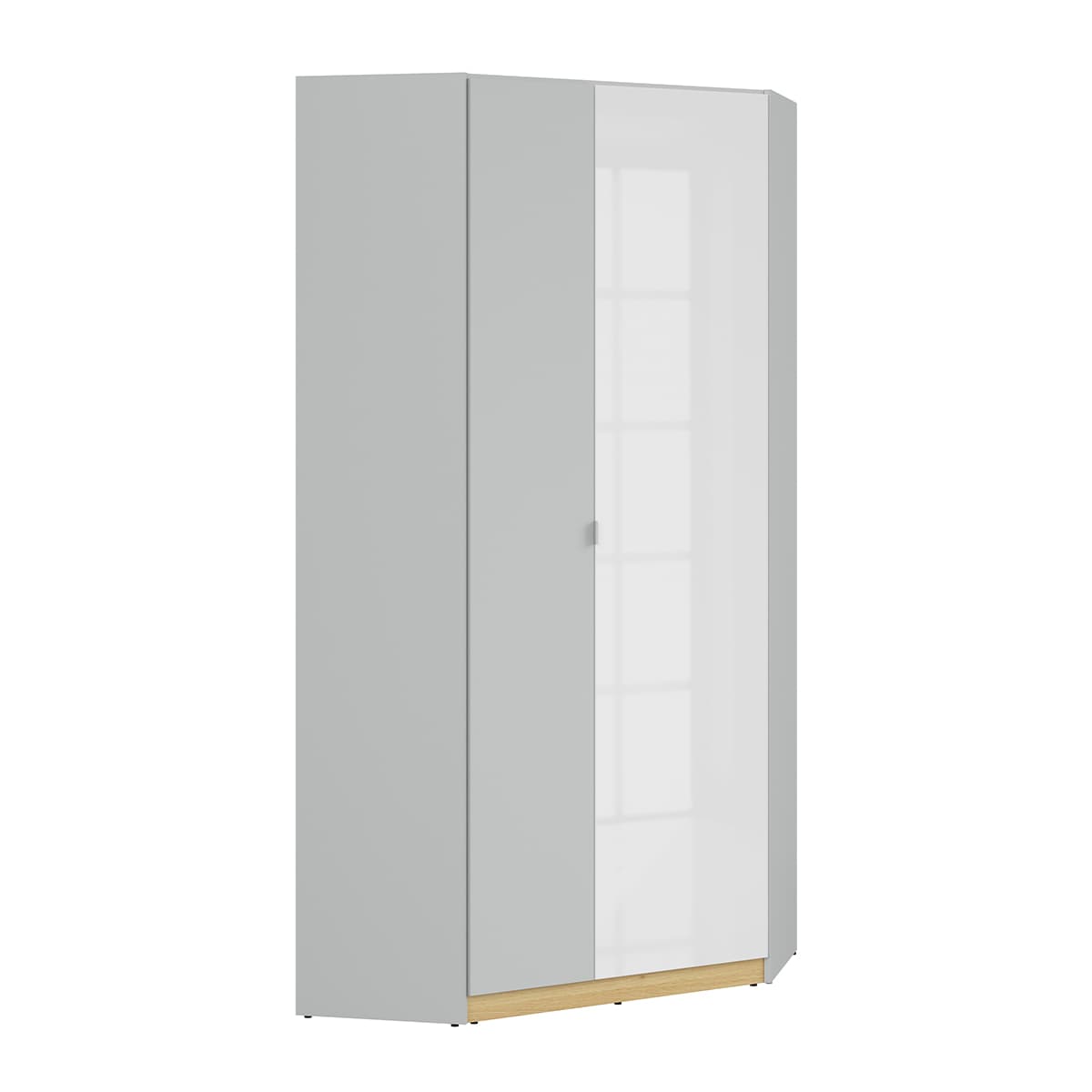 Armoire d'angle 2 portes Pop Gris et Blanc