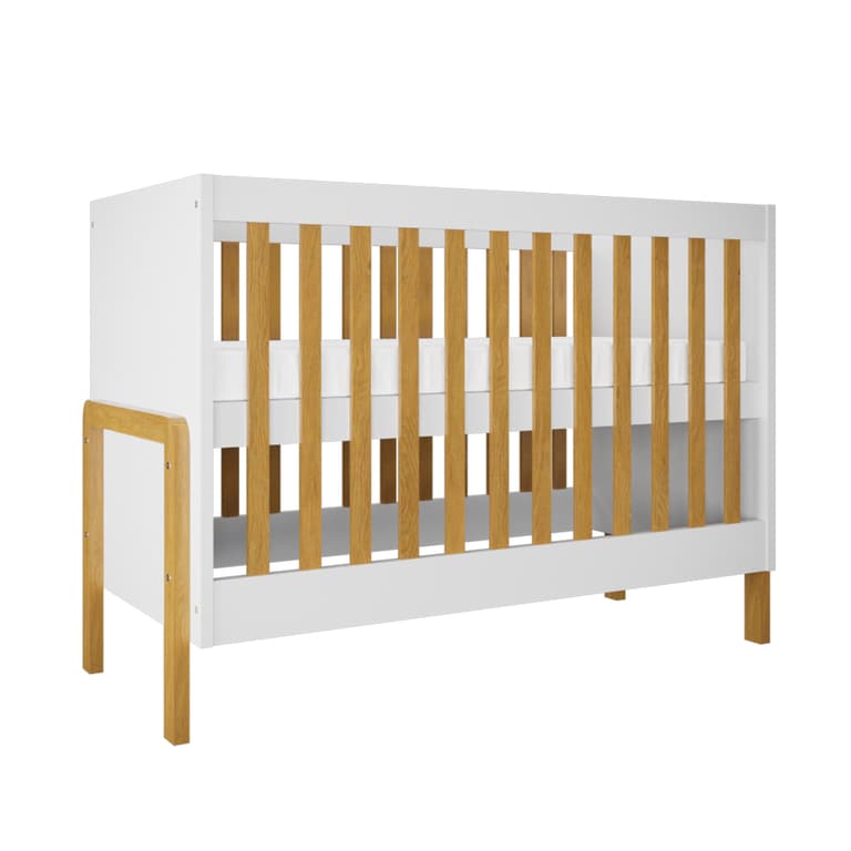 Lit bébé 60x120 Kocot Kids Victor - Blanc et Chêne