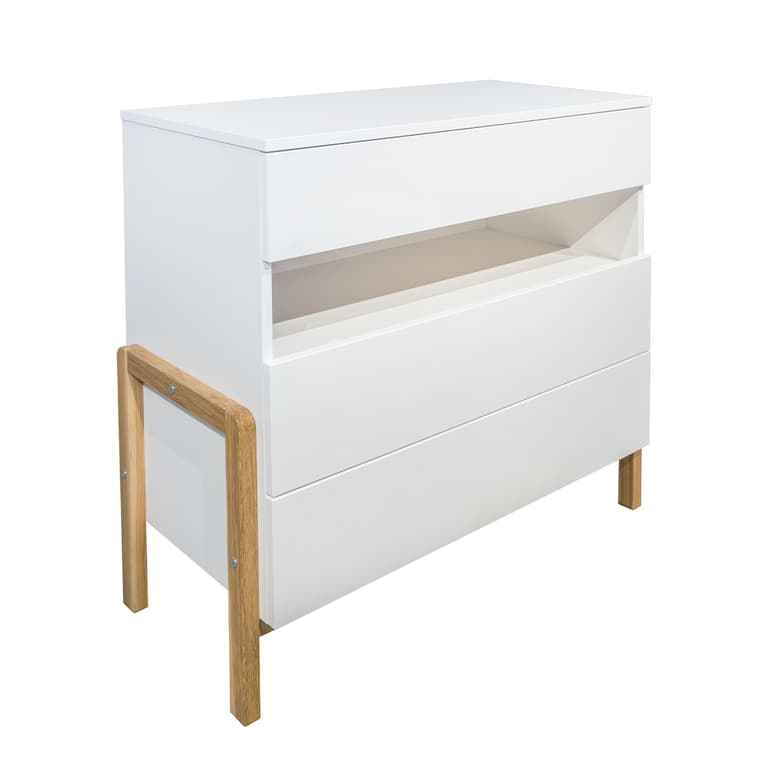 Commode 3 tiroirs 1 niche Kocot Kids Victor - Blanc et Chêne