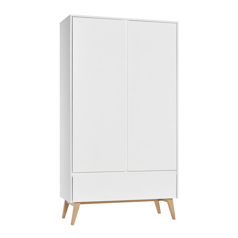 Armoire 2 portes 1 tiroir Pinio Swing - Blanc et bois