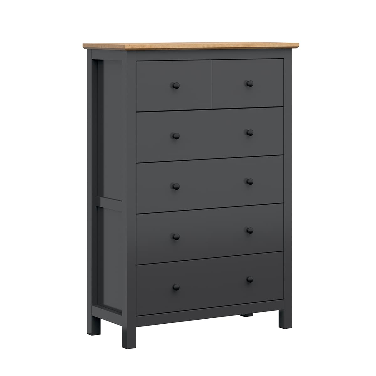 Commode 6 tiroirs Duck Gris anthracite et Bois