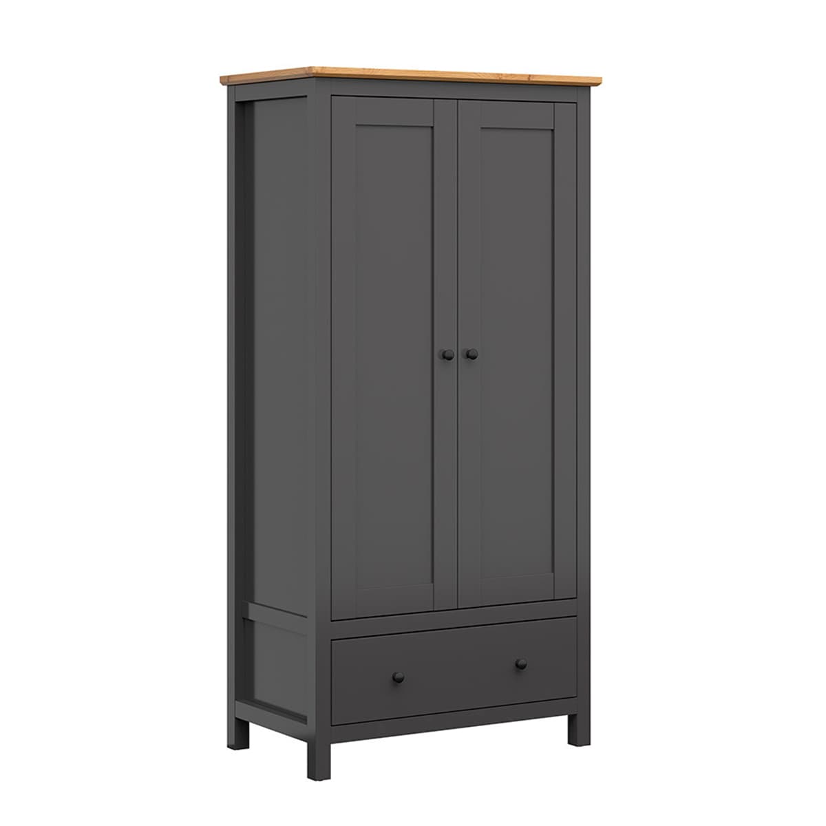 Armoire 2 portes 1 tiroir Duck Gris anthracite et Bois