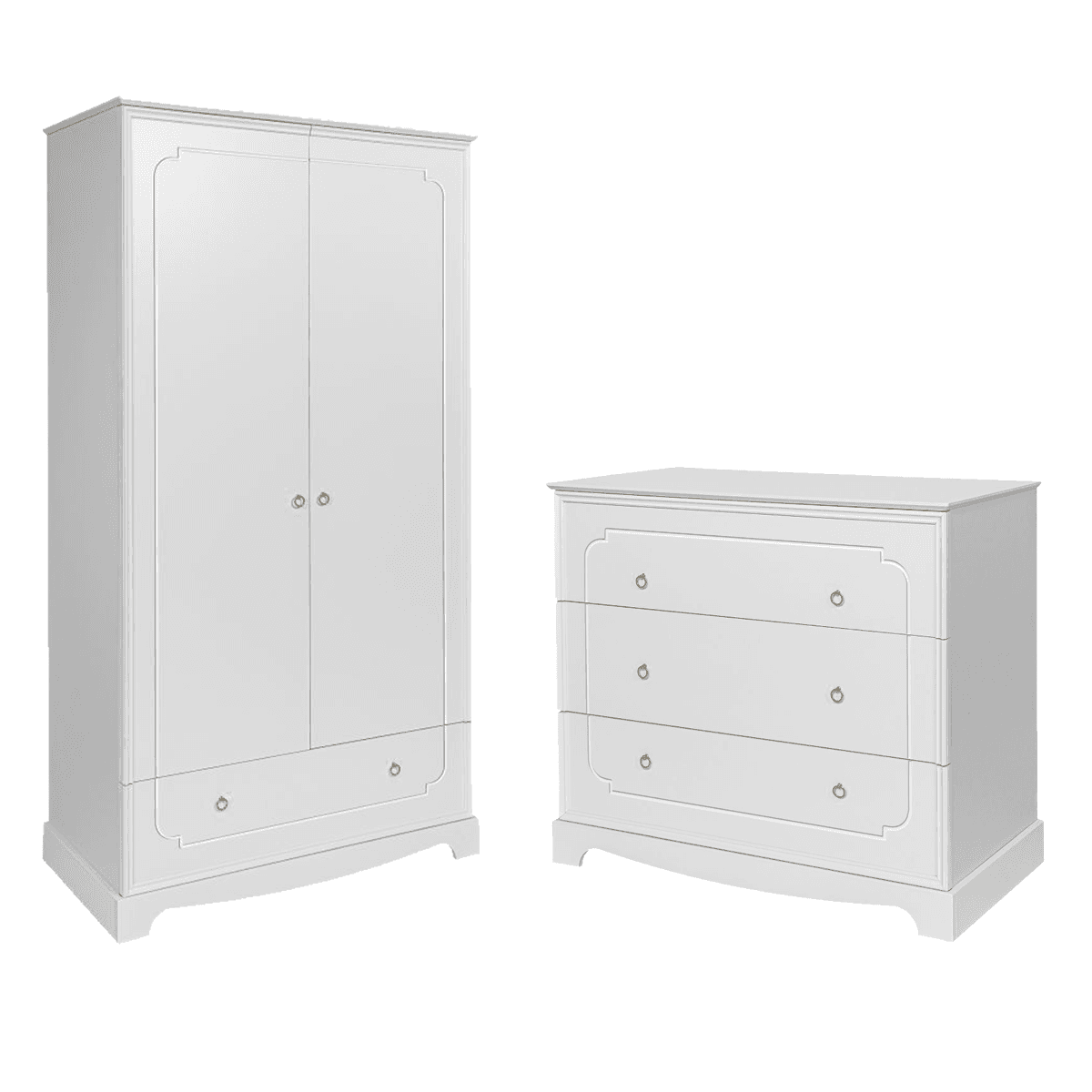 Commode 3 tiroirs et armoire 2 portes Bellamy Royal - Blanc