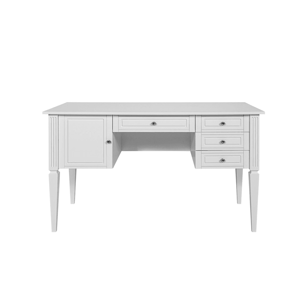 Bureau 4 tiroirs 1 porte Bellamy Ines - Blanc