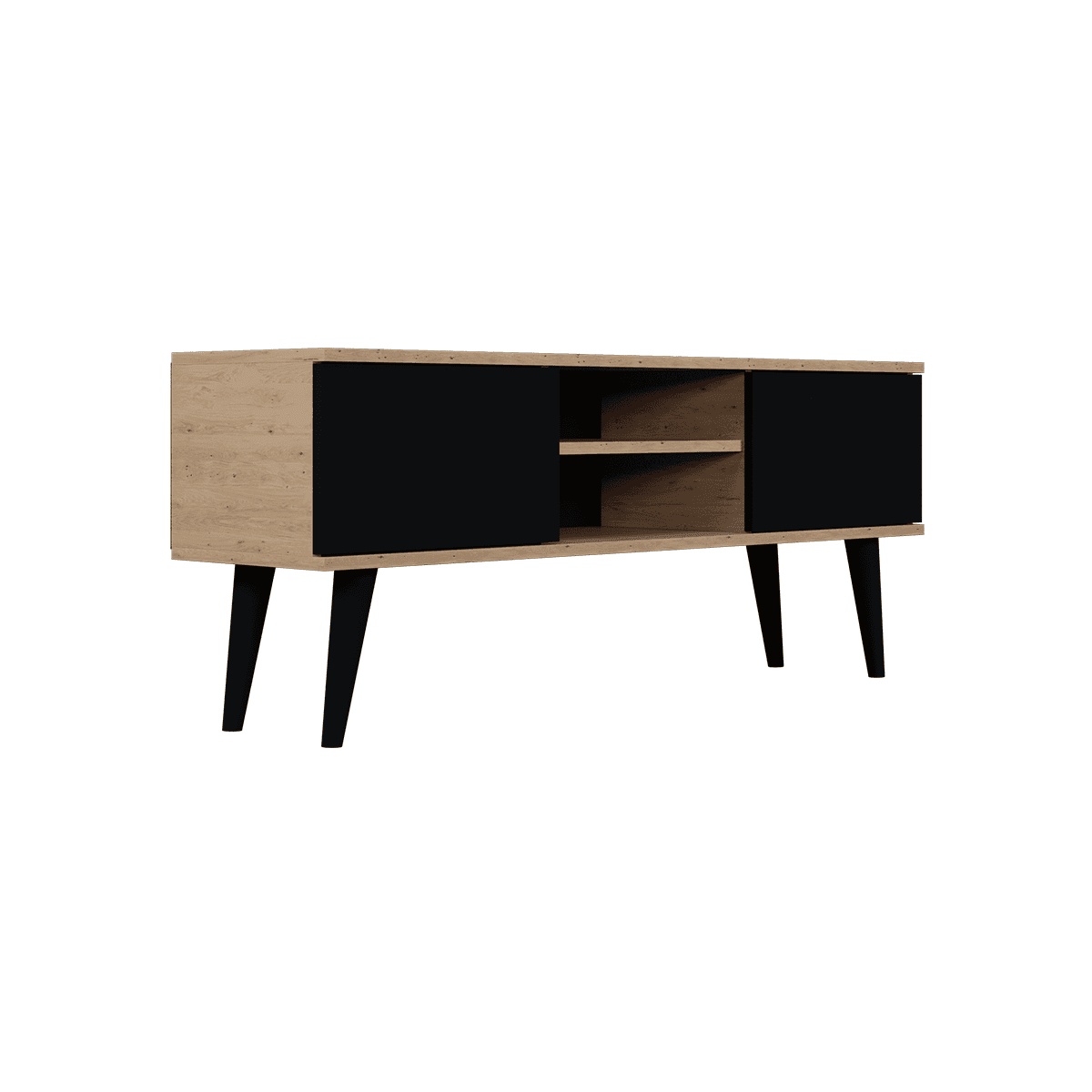 Meuble TV 120 cm Toronto - Noir et bois