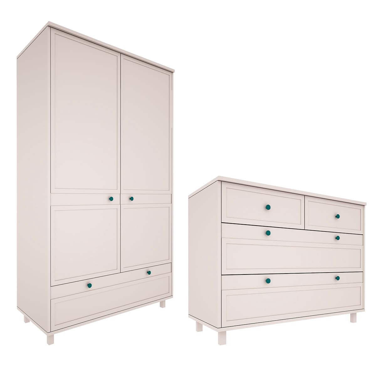 Commode 4 tiroirs et armoire 2 portes Wood Luck Gabriel - Cachemire