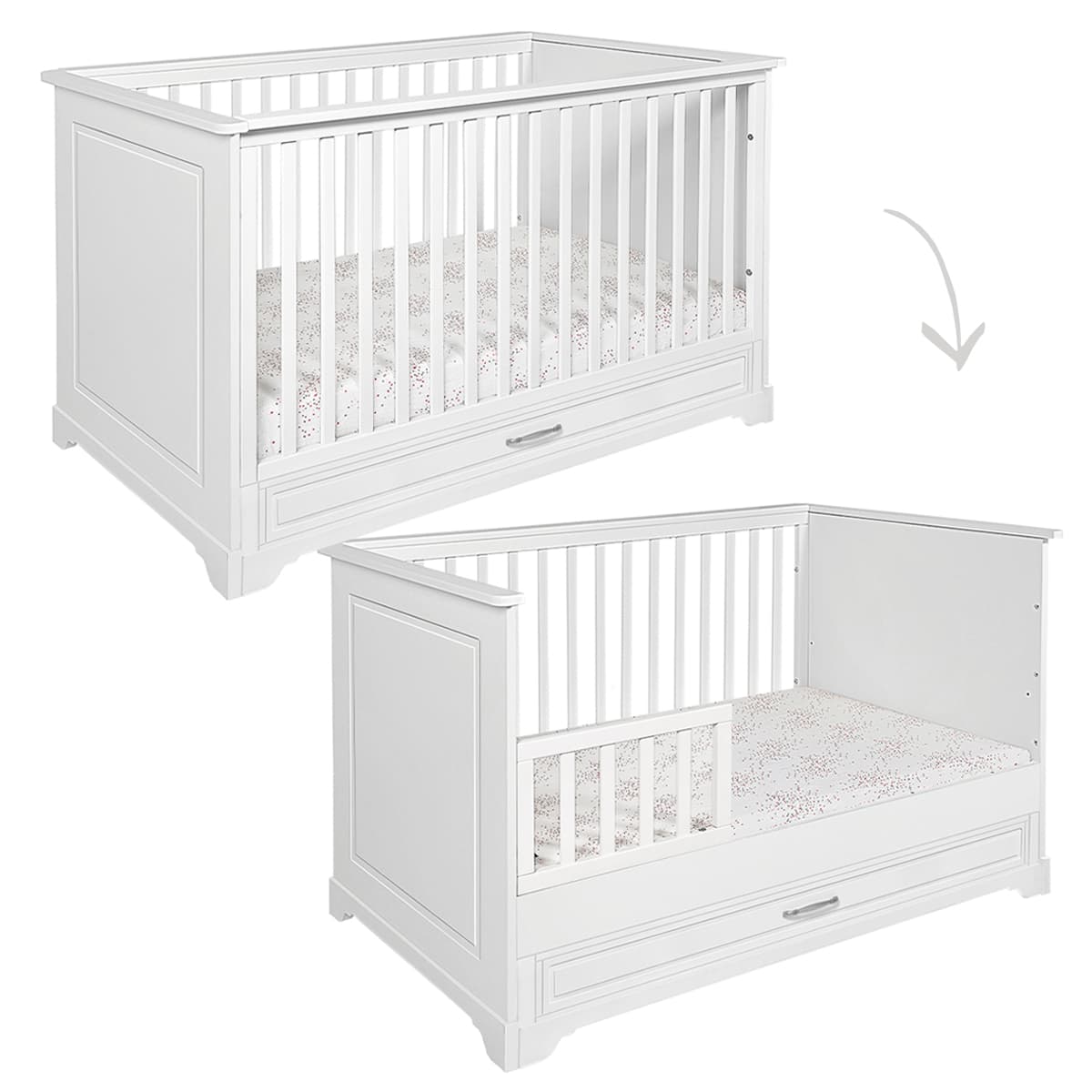 Lit évolutif 70x140 tiroir inclus Novelies Melody Blanc