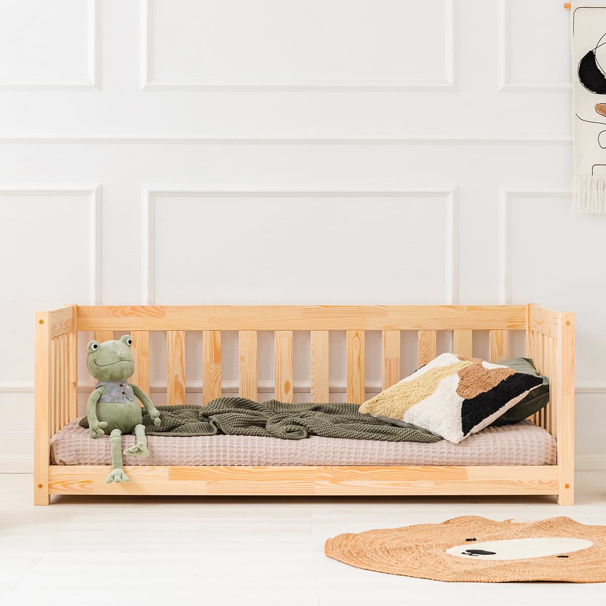 Lit banquette 90x190 sommier inclus Thelma Bois