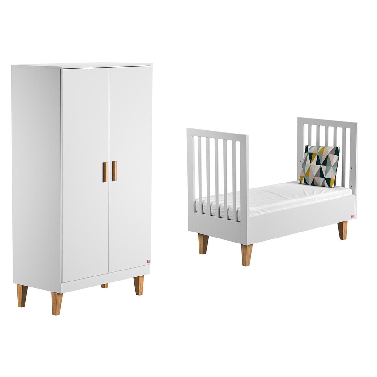 Lit bébé évolutif et Armoire Vox Lounge Blanc