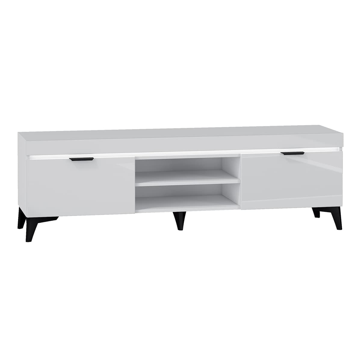 Meuble TV 2 portes 157 cm LED inclus Ruben Blanc