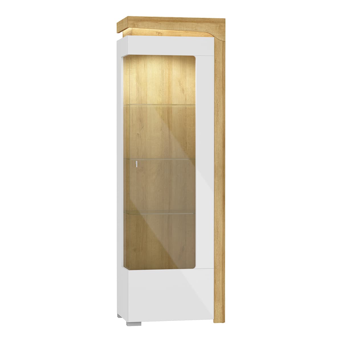Vitrine 1 porte ouverture droite LED inclus Teo Blanc et Bois