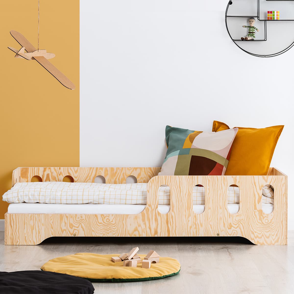 Lit 90x200 entrée gauche sommier inclus Estelle Bois