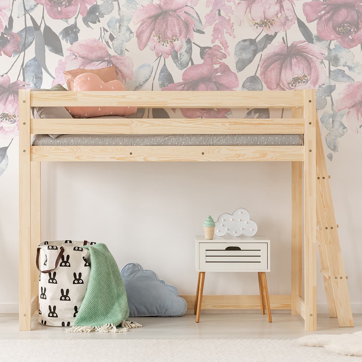 Lit mi-hauteur 90x190 sommier inclus Mark Bois