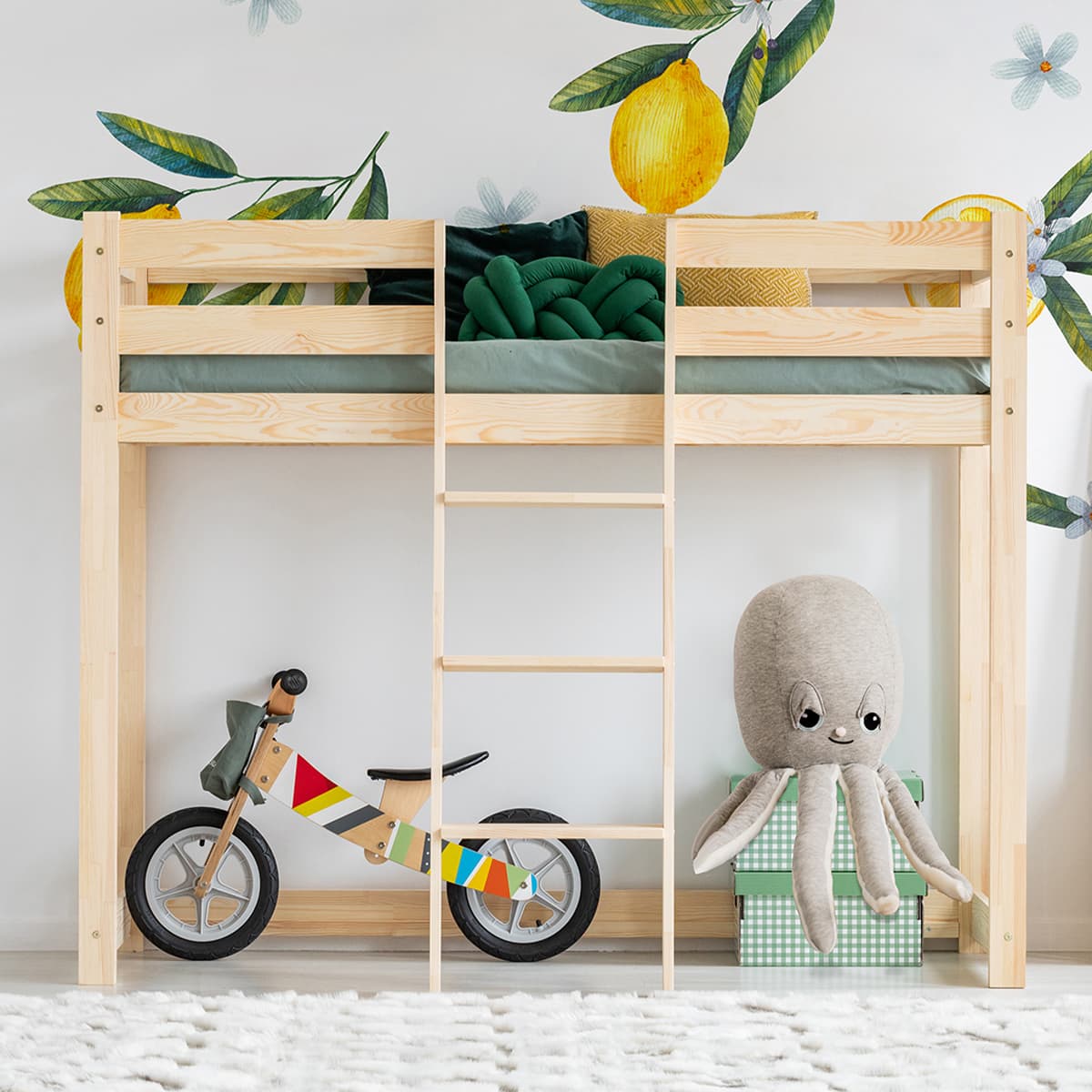 Lit mi-hauteur 90x200 sommier inclus Georges Bois