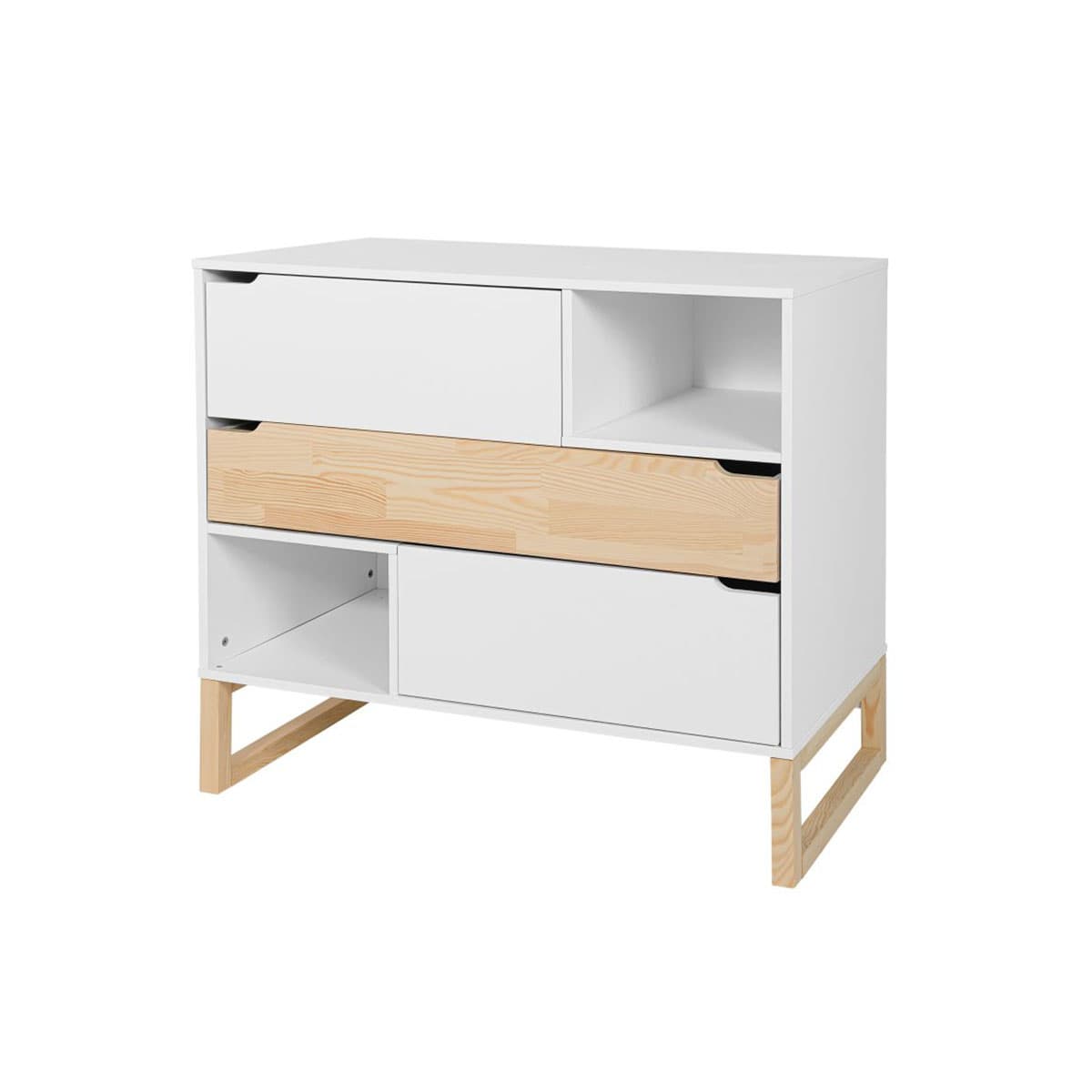 Commode 3 tiroirs Bellamy Juliette Blanc et bois