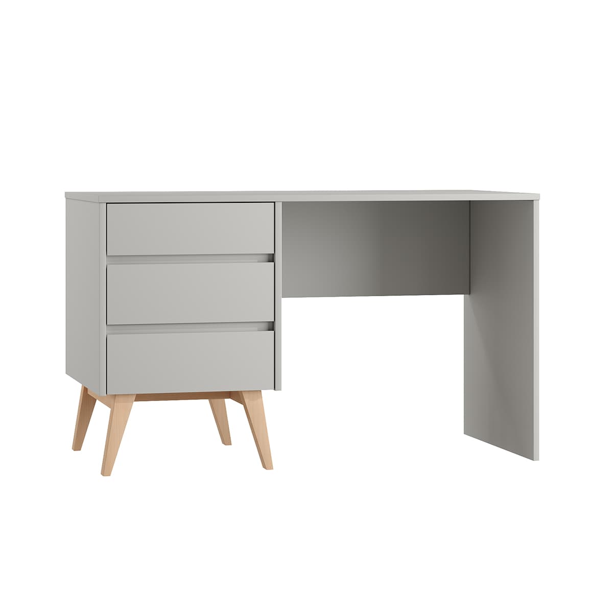 Bureau 3 tiroirs Pinio Swing Gris et bois