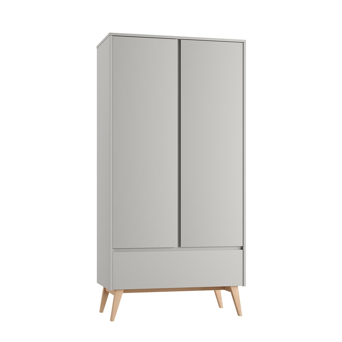 Armoire 2 portes 1 tiroir Pinio Swing Gris et bois