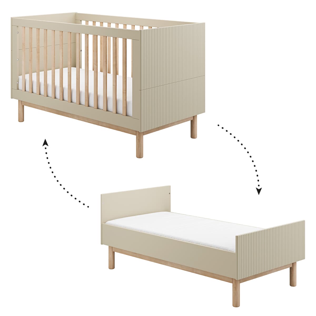 Lit évolutif 70x140 Pinio Miloo Champagne