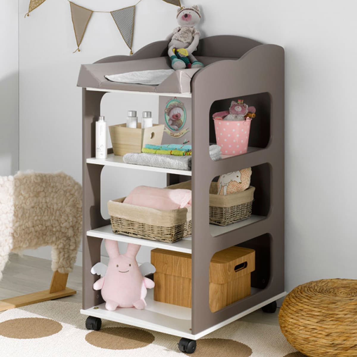 Table à langer Loupiot Soho Blanc et Taupe