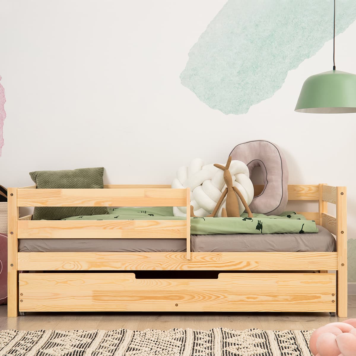 Lit 90x190 sommier et tiroir inclus Diane Bois