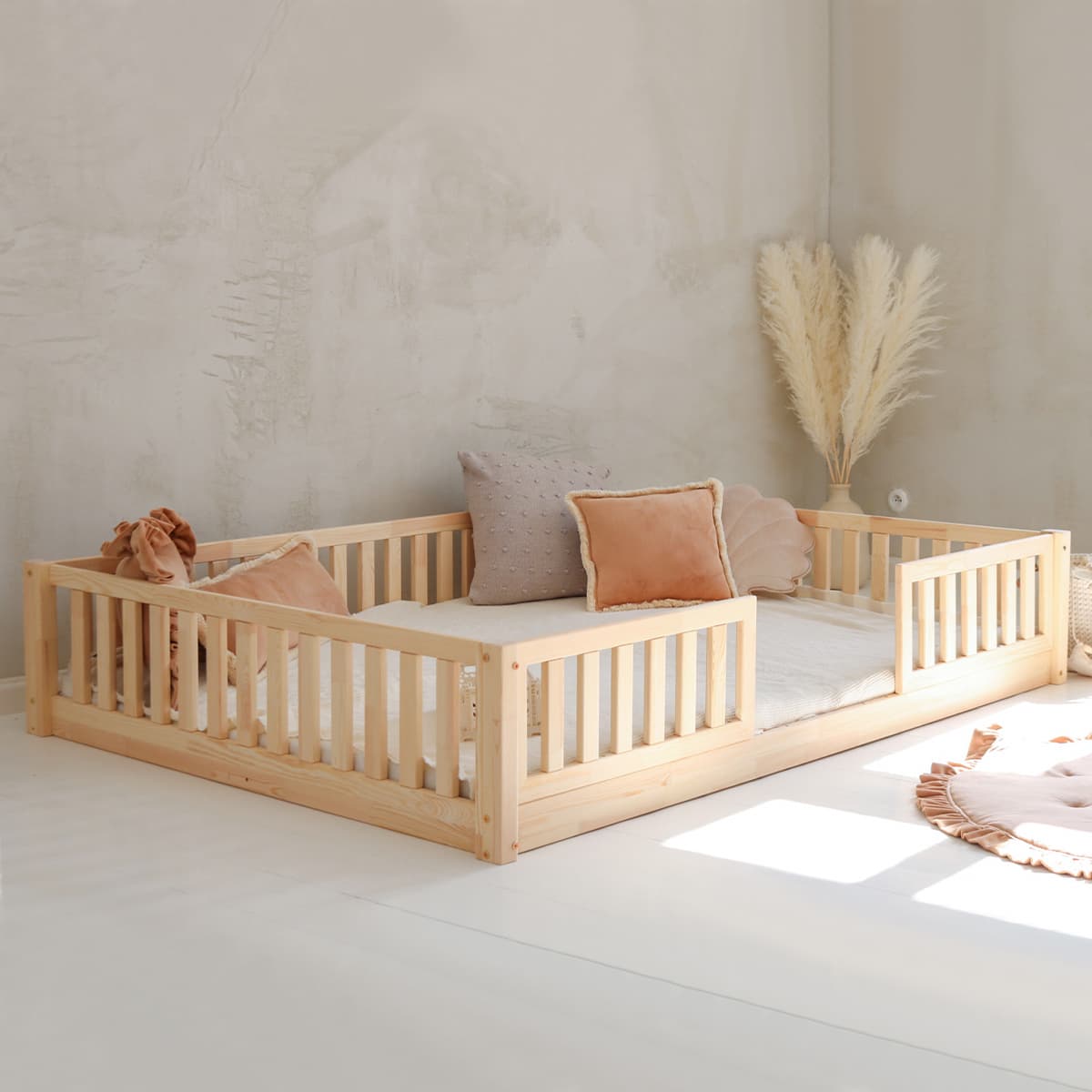 Lit 140x190 barrières et sommier inclus pieds 1 cm Agnès Bois