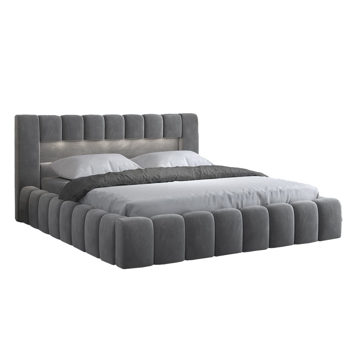 Lit coffre 180x200 sommier inclus Auria Velours Gris