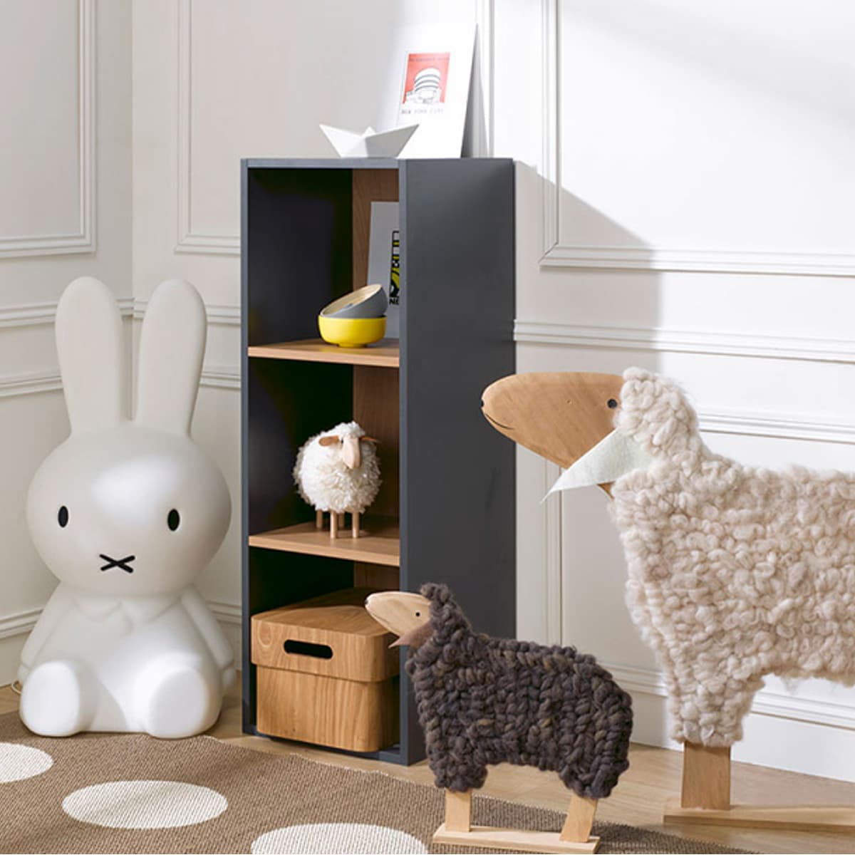 Bibliothèque enfant Junior Provence 3 cases - Gris